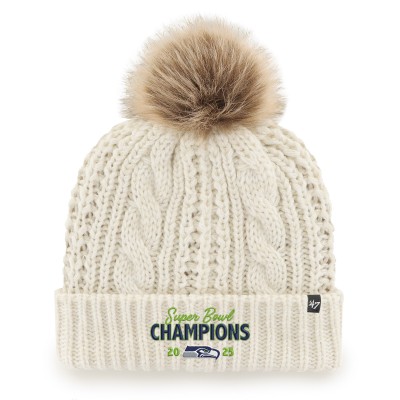Шапка с помпоном  Женская Seattle Seahawks 47 Cream Super Bowl LX Champions