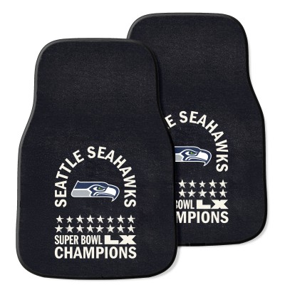 Seattle Seahawks Logo Brands Super Bowl LX Champions 2-Piece Carpet Car Mat Set