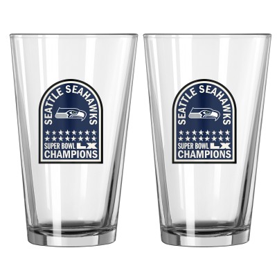 Seattle Seahawks Logo Brands Super Bowl LX Champions 2-Pack 16oz. Pint Glass Set
