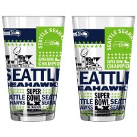 Seattle Seahawks Logo Brands Super Bowl LX Champions 2-Pack 16oz. Roster Pint Glass Set
