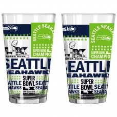 Seattle Seahawks Logo Brands Super Bowl LX Champions 2-Pack 16oz. Roster Pint Glass Set Seattle Seahawks Logo Brands Super Bowl LX Champions 2-Pack 16oz. Roster Pint Glass Set