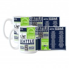 Seattle Seahawks Logo Brands Super Bowl LX Champions 2-Pack 15oz. Roster Mug Set
