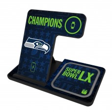 Seattle Seahawks Keyscaper Super Bowl LX Champions 3-in-1 Charging Station