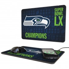 Seattle Seahawks Keyscaper Super Bowl LX Champions 15W Fast Wireless Charger & Mouse Pad