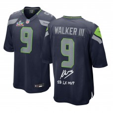 Kenneth Walker III Seattle Seahawks Autographed Fanatics Authentic Super Bowl LX Champions College Navy Nike Game Jersey with SB LX MVP Inscription