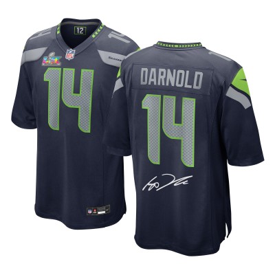 Sam Darnold Seattle Seahawks Autographed Fanatics Authentic Super Bowl LX Champions College Navy Nike Game Jersey