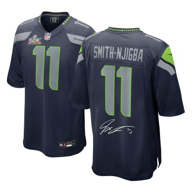 Jaxon Smith-Njigba Seattle Seahawks Autographed Fanatics Authentic Super Bowl LX Champions College Navy Nike Game Jersey