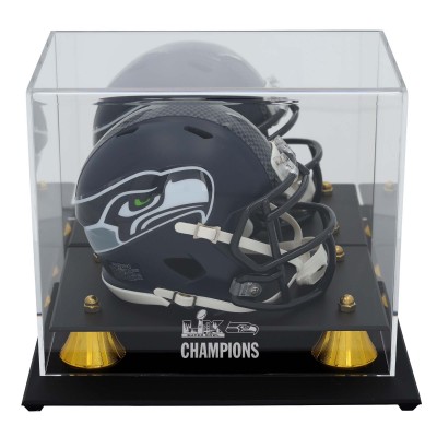 Seattle Seahawks Fanatics Authentic Super Bowl LX Champions Golden Classic Mini Helmet Logo Display Case