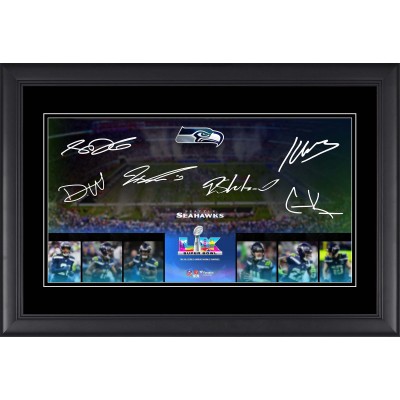 Seattle Seahawks Facsimile Signed Fanatics Authentic Super Bowl LX Champions Framed 10 x 18 Super Bowl LV Champions Panoramic Photograph