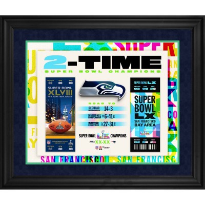 Seattle Seahawks Fanatics Authentic Super Bowl LX Champions Framed 20 x 24 Two-Time Ticket Collage