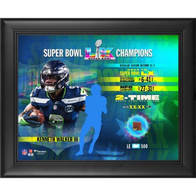 Kenneth Walker III Seattle Seahawks Fanatics Authentic Super Bowl LX Champions Framed 13 x 16 Collage with a Piece of Game-Used Football - Limited Edition of 500