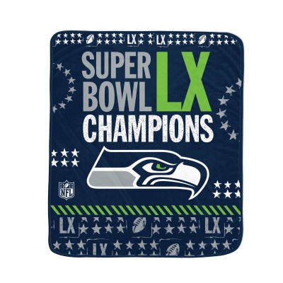 Seattle Seahawks Pegasus Super Bowl LX Champions 50 x 60 Team Sherpa Fleece Blanket