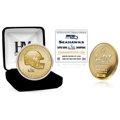 Seattle Seahawks Highland Mint Super Bowl LX Champions Gold Plated Coin