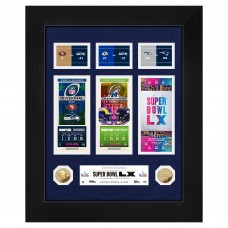 Seattle Seahawks Highland Mint Super Bowl LX Champions 18 x 22 Deluxe Road To The Super Bowl Ticket Gold Coin Photo Mint