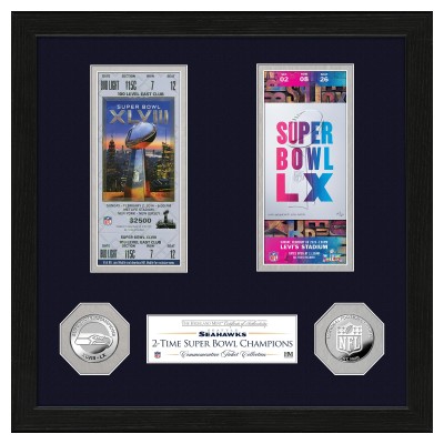 Seattle Seahawks Highland Mint Two-Time Super Bowl Champions 13 x 13 Ticket Collection Photo Mint