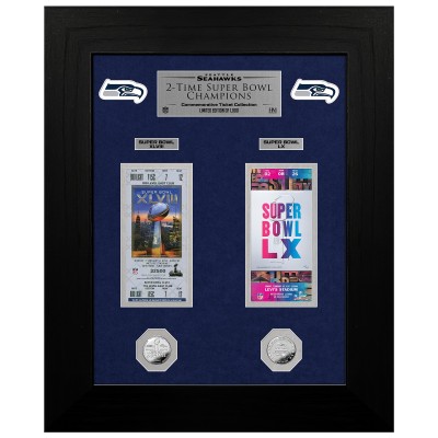 Seattle Seahawks Highland Mint Two-Time Super Bowl Champions 18 x 22 Ticket Collection Silver Coin Photo Mint