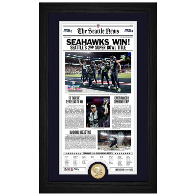 Seattle Seahawks Highland Mint Two-Time Super Bowl Champions 12 x 20 Front Page News Bronze Coin Photo Mint