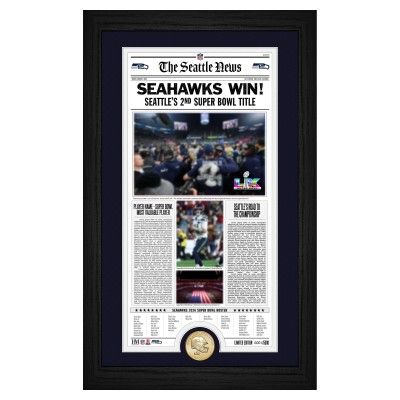 Seattle Seahawks Highland Mint Two-Time Super Bowl Champions 12 x 20 Front Page News Bronze Coin Photo Mint