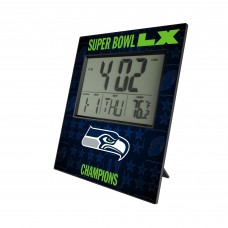 Seattle Seahawks Keyscaper Super Bowl LX Champions Digital Desk/Wall Clock