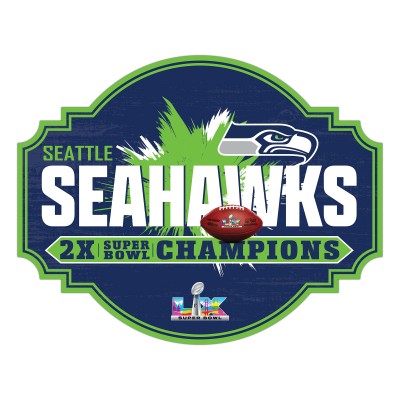 Seattle Seahawks Two-Time Super Bowl Champions 24 Wall Tavern Sign