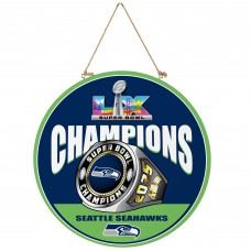 Seattle Seahawks Super Bowl LX Champions 18 Round Wood Sign