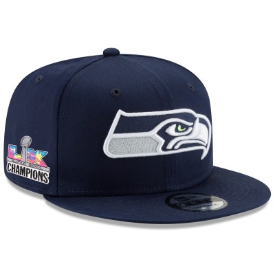 Бейсболка Seattle Seahawks New Era College Navy Super Bowl LX Champions Side Patch 9FIFTY Snapback
