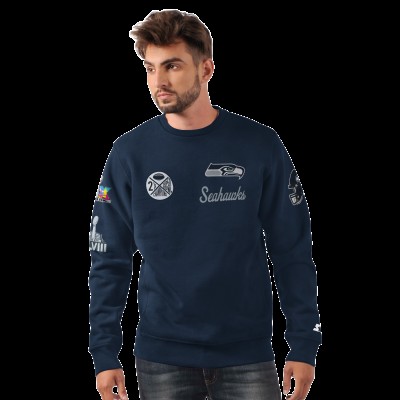 Seattle Seahawks Starter College Navy Two-Time Super Bowl Champions Classic Fleece Sweatshirt