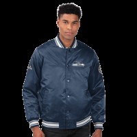 Seattle Seahawks Starter College Navy Two-Time Super Bowl Champions Varsity Satin Full-Snap Jacket