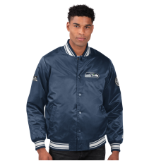 Seattle Seahawks Starter College Navy Two-Time Super Bowl Champions Varsity Satin Full-Snap Jacket