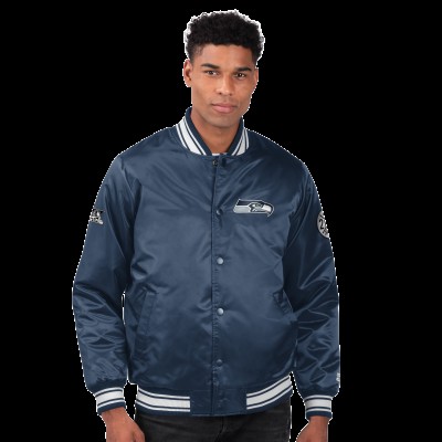 Seattle Seahawks Starter College Navy Two-Time Super Bowl Champions Varsity Satin Full-Snap Jacket