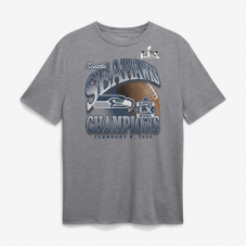 Футболка Seattle Seahawks Heather Gray Super Bowl LX Champions Historic Win Tri-Blend