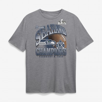 Seattle Seahawks Heather Gray Super Bowl LX Champions Historic Win Tri-Blend T-Shirt