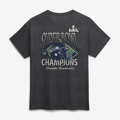 Seattle Seahawks Charcoal Super Bowl LX Champions Under The Lights T-Shirt