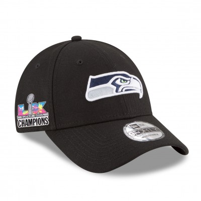 Подростковая Seattle Seahawks New Era Black Super Bowl LX Champions Side Patch 9FORTY Adjustable Hat