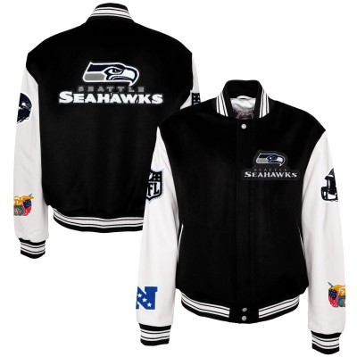 Seattle Seahawks Jeff Hamilton Black/White Full-Snap Varsity Jacket