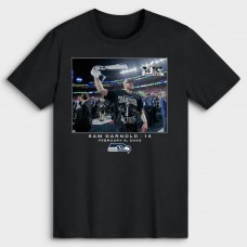 Футболка Seattle Seahawks Sam Darnold Black NFL Flash Features Super Bowl LX 