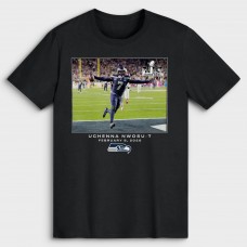 Футболка Seattle Seahawks Uchenna Nwosu Black NFL Flash Features Super Bowl LX 