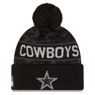 Шапка с помпоном Dallas Cowboys New Era 2026 Salute To Service Cuffed - Black