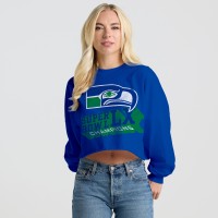 Женская Seattle Seahawks Spirit Jersey Royal Super Bowl LX Champions Retro Cropped Long Sleeve T-Shirt