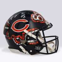 Brian Urlacher Chicago Bears Autographed Fanatics Authentic Riddell Speed Authentic Helmet with 'HOF 18 Inscription - Art by Distortedd - Limited Edition #1/1 - WN55916779