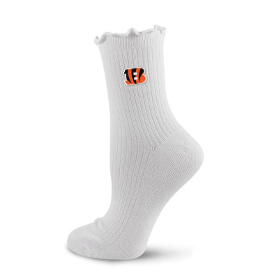 Женские носки Cincinnati Bengals PRO Compression White Logo Lettuce Hem Quarter