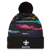 Шапка с помпоном New Orleans Saints New Era 2026 NFL Crucial Catch Cuffed - Black