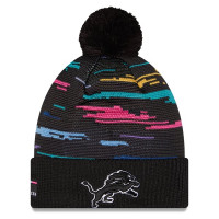 Шапка с помпоном Detroit Lions New Era 2026 NFL Crucial Catch Cuffed - Black