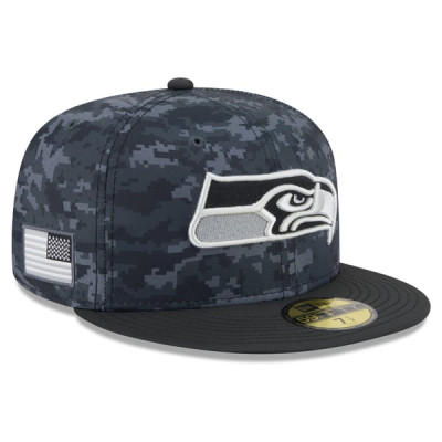 Бейсболка Seattle Seahawks New Era 2026 Salute To Service 59FIFTY - Black