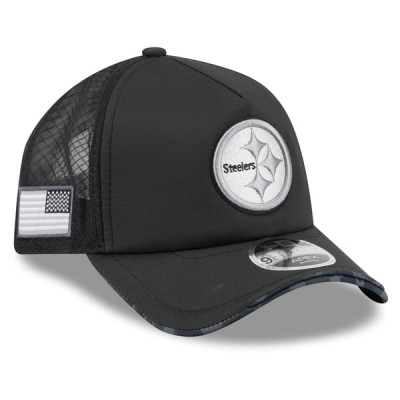 Бейсболка Pittsburgh Steelers New Era 2026 Salute To Service Apex 9FORTY Adjustable - Black