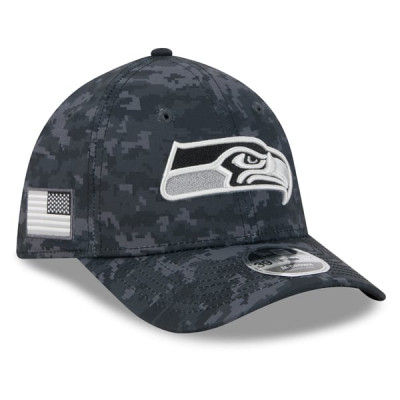 Бейсболка Seattle Seahawks New Era 2026 Salute To Service 39THIRTY M-Crown Stretch - Black