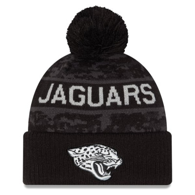 Шапка с помпоном Jacksonville Jaguars New Era 2026 Salute To Service Cuffed - Black