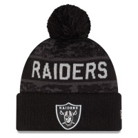 Шапка с помпоном Las Vegas Raiders New Era 2026 Salute To Service Cuffed - Black