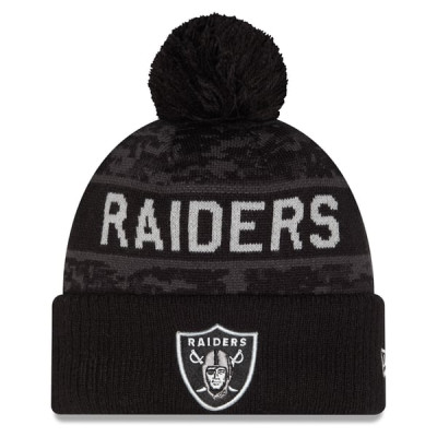 Шапка с помпоном Las Vegas Raiders New Era 2026 Salute To Service Cuffed - Black