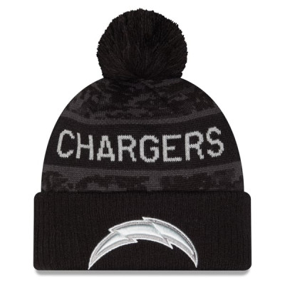 Шапка с помпоном Los Angeles Chargers New Era 2026 Salute To Service Cuffed - Black